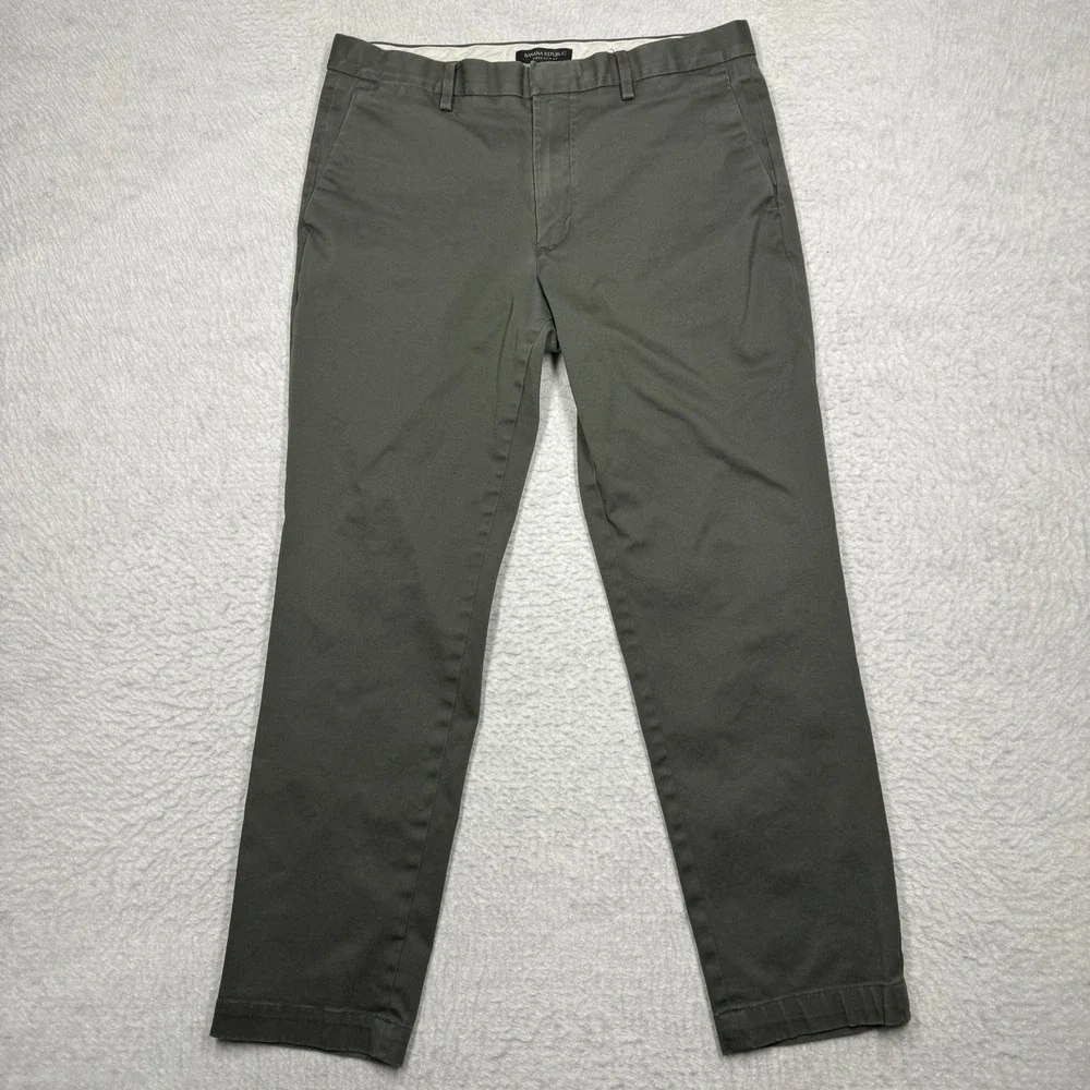 Banana Republic Aiden Slim Fit Chino Pants Olive Green Tapered Leg Men's 33x30 - Picture 1 of 13